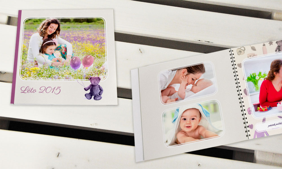 Fotokniha - Kroužková vazba 20 x 20 cm | TAFOTKA.cz - Medvídek fialová